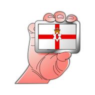 hand holding Northern Ireland flag