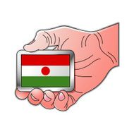 hand holding Niger flag