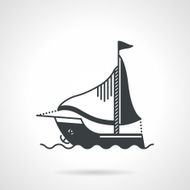 Sailing yacht black vector icon