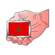 hand holding Morocco flag