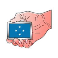 hand holding Micronesia flag