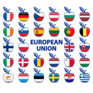 collection of apples with european union flags