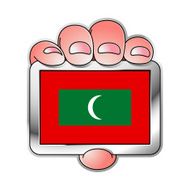 hand holding Maldives flag