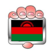 hand holding Malawi flag