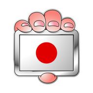 hand holding Japan flag