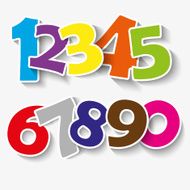 Set of colorful ribbon font Numbers