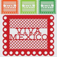 Mexican &#039;papel picado&#039; (Paper flag decoration) set in vector for