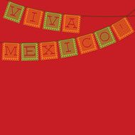 Mexican &#039;papel picado&#039; (Paper flag decoration) card in vector fo N8