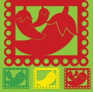 Mexican &#039;papel picado&#039; (Paper flag decoration) set in vector for N3