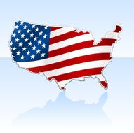USA Map with Stars and Stripes