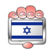 hand holding Israel flag