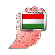 hand holding Hungary flag