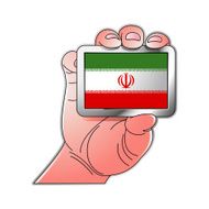 hand holding Iran flag