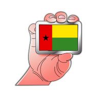 hand holding Guinea Bissau flag
