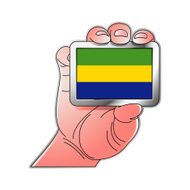 hand holding Gabon flag