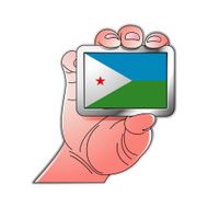 hand holding Djibouti flag
