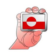 hand holding Greenland flag