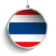 Merry Christmas Silver Ball with Flag Thailand