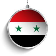 Merry Christmas Silver Ball with Flag Syria