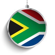 Merry Christmas Silver Ball with Flag South Africa