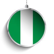 Merry Christmas Silver Ball with Flag Nigeria