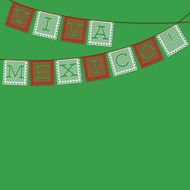 Mexican &#039;papel picado&#039; (Paper flag decoration) card in vector fo N9