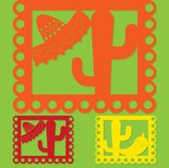 Mexican &#039;papel picado&#039; (Paper flag decoration) set in vector for N6