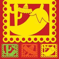 Mexican &#039;papel picado&#039; (Paper flag decoration) set in vector for N7