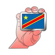 hand holding democratic republic of congo flag