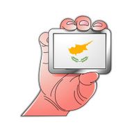 Hand holding Cyprus flag