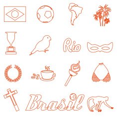 orange brazil outline icons and symbols set eps10 N2