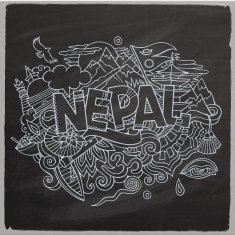 Nepal country hand lettering and doodles elements