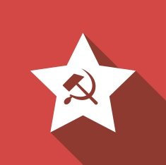 sickle hammer icon with a long shadow