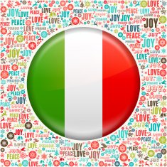 Italina Flag on Holiday Christmas Background Pattern