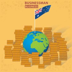 Australia business on yellow background design vector