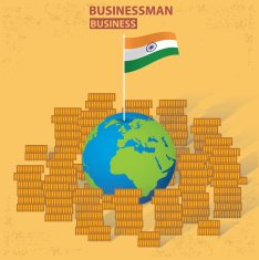 India business on yellow background design vector
