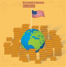 American business on yellow background design vector