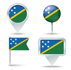 Map pins with flag of Solomon Islands