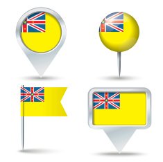 Map pins with flag of Niue