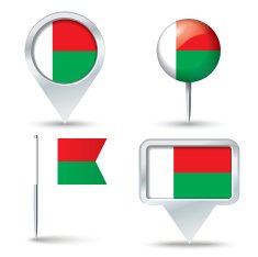 Map pins with flag of Madagascar