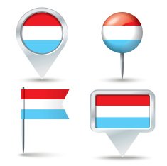Map pins with flag of Luxembourg