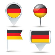 Map pins with flag of Germany