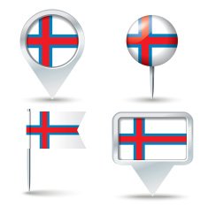 Map pins with flag of Faroe Islands