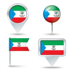 Map pins with flag of Equatorial Guinea