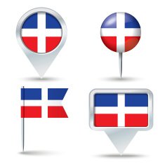 Map pins with flag of Dominican Republic