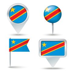 Map pins with flag of Congo (DRC)