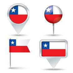 Map pins with flag of Chile