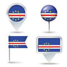 Map pins with flag of Cape Verde