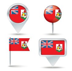 Map pins with flag of Bermuda