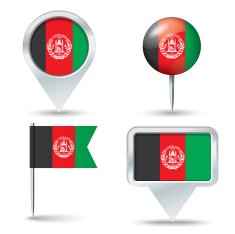 Map pins with flag of Afghanistan
